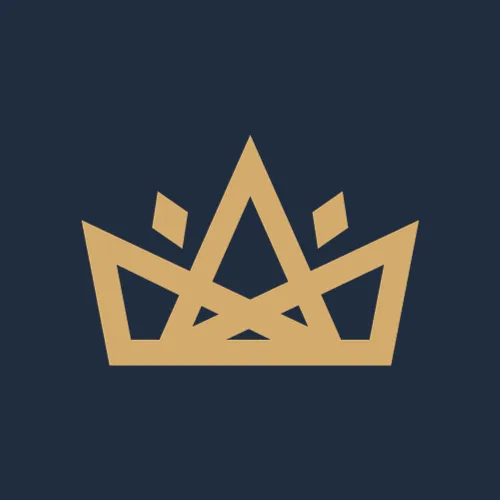 Curiodex logo, an image of a crown on a blue background